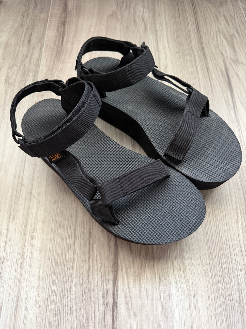 Teva Black Platform Strappy Sport Sandals